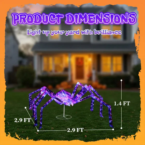 3FT Light-Up Halloween Spider Decoration with 340 LED Lights