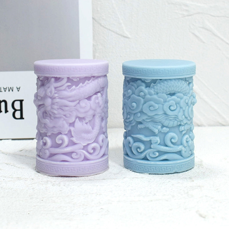 Embossed Dragon Pattern Silicone Candle Mold for Aromatherapy, Resin, Chocolate