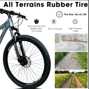 26-Inch All-Terrain Mountain Bike with Disc Brakes & 21-Speed Gear