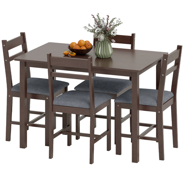 5-Piece Dining Room Set for 4 - Gray & Walnut