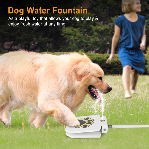 Outdoor Dog Water Fountain Paw-Controlled Drinking Dispenser - No Electricity
