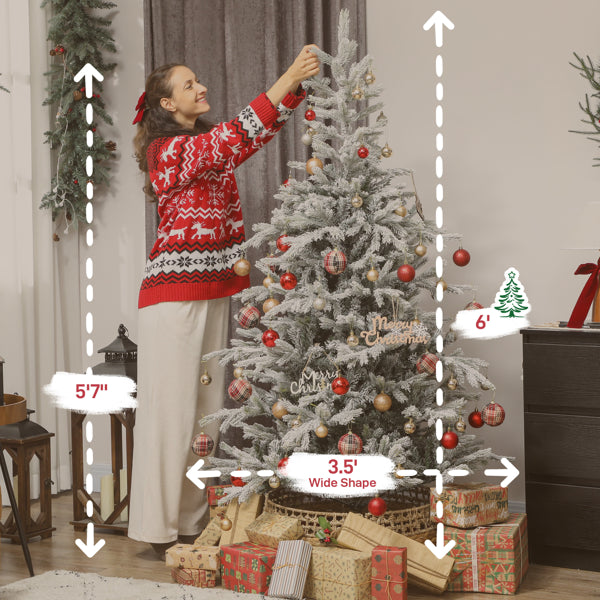Full Spruce Christmas Tree - 72" Tall, Green & White