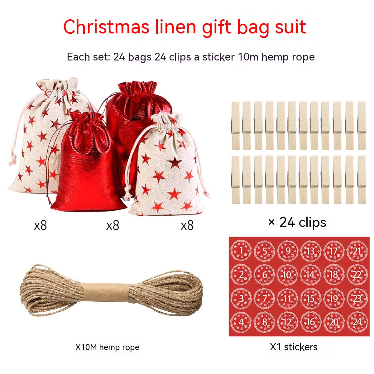Christmas Linen Gift Bag Kit with Digital & Sticker Variants - Festive Home Decor