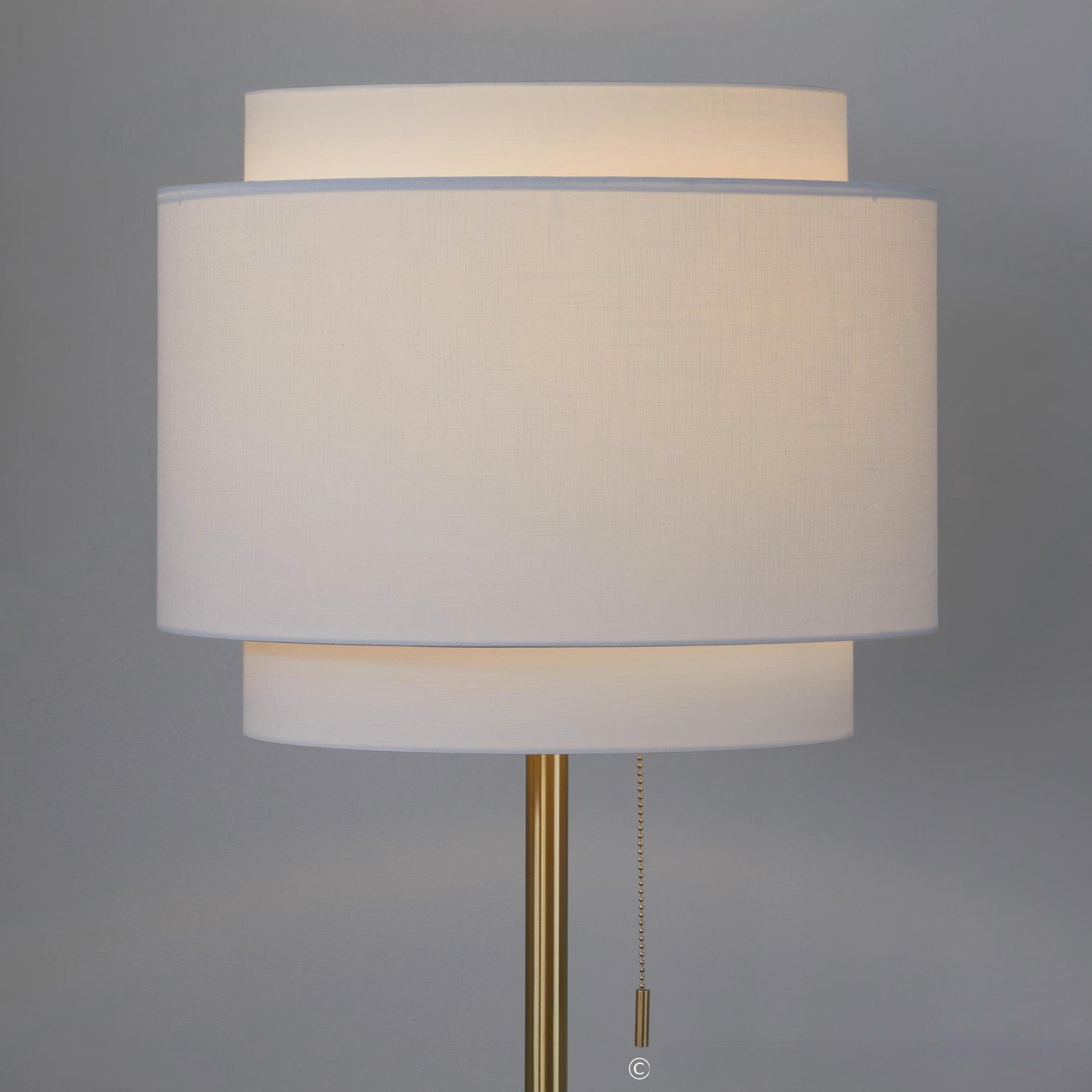 64-Inch Gold Metal Floor Lamp with Off-White Linen Shade
