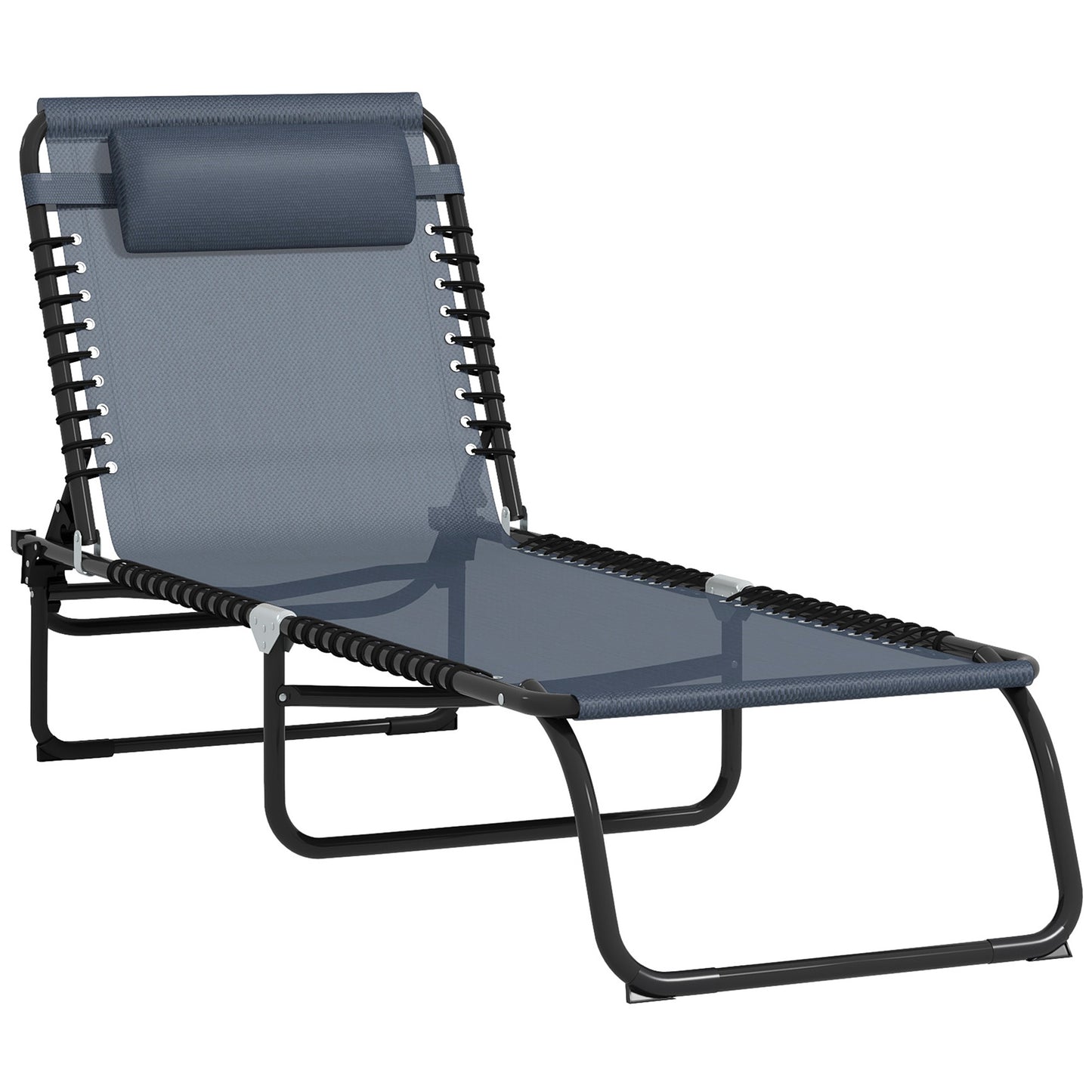 Folding Chaise Lounge Chair - 4-Position Reclining, Gray