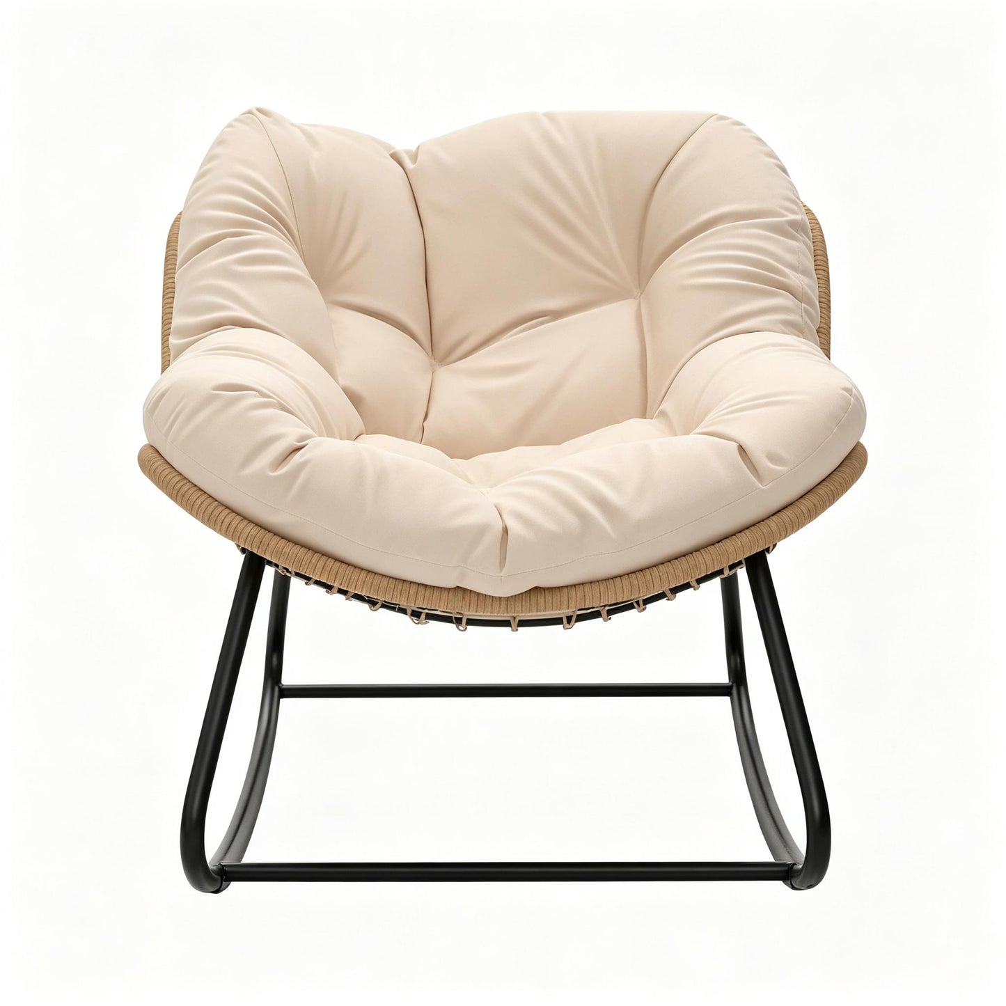 Oversized Rocking Egg Chair with Cushion - Cream White
