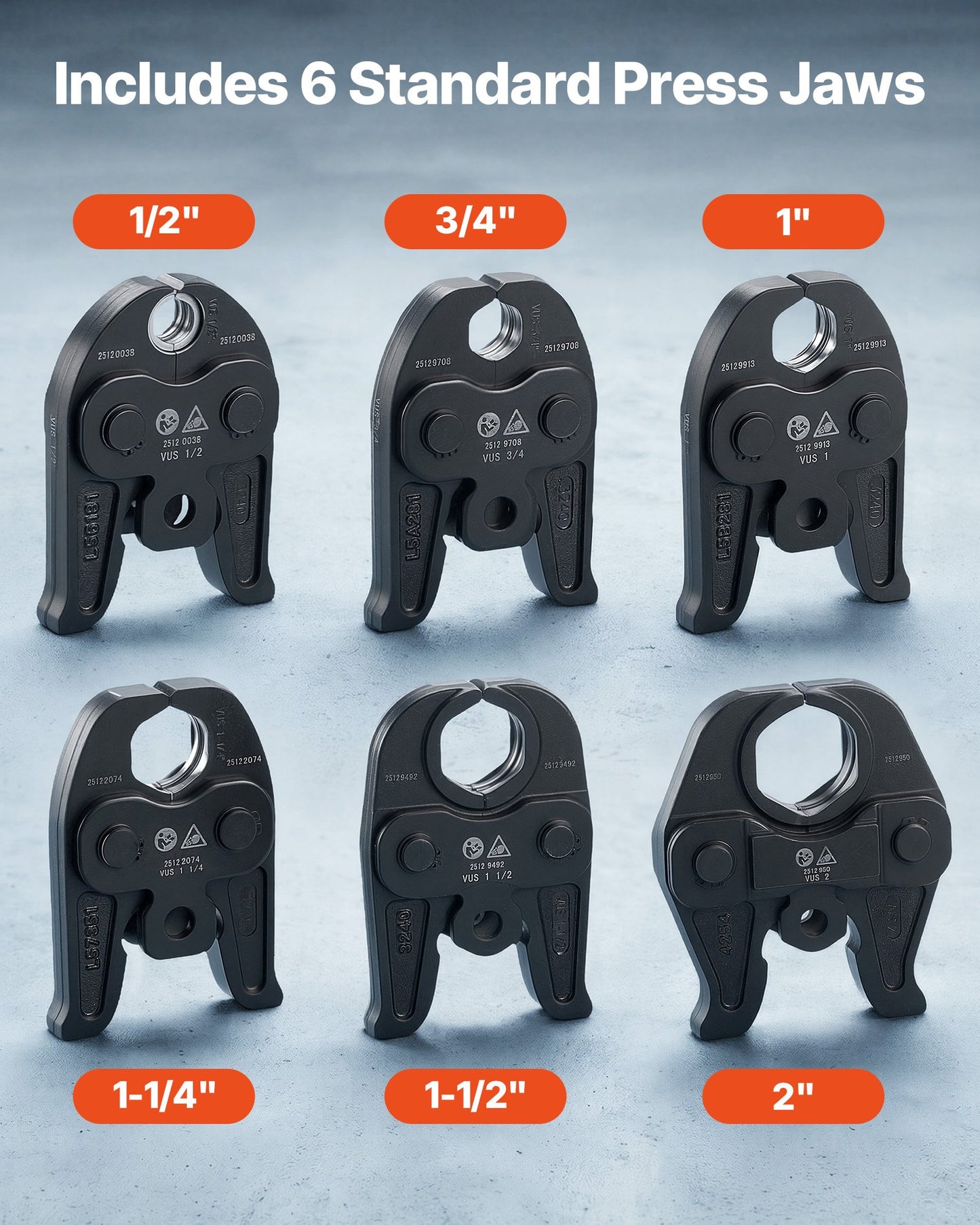 Electric Pipe Crimping Tool 18V for Copper Pipes with 6 Jaws & Batteries