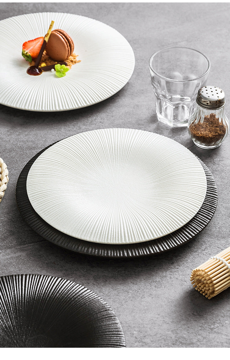 Ceramic Western Food Plate Set - Porcelain Dinner Flat & Shallow Plates