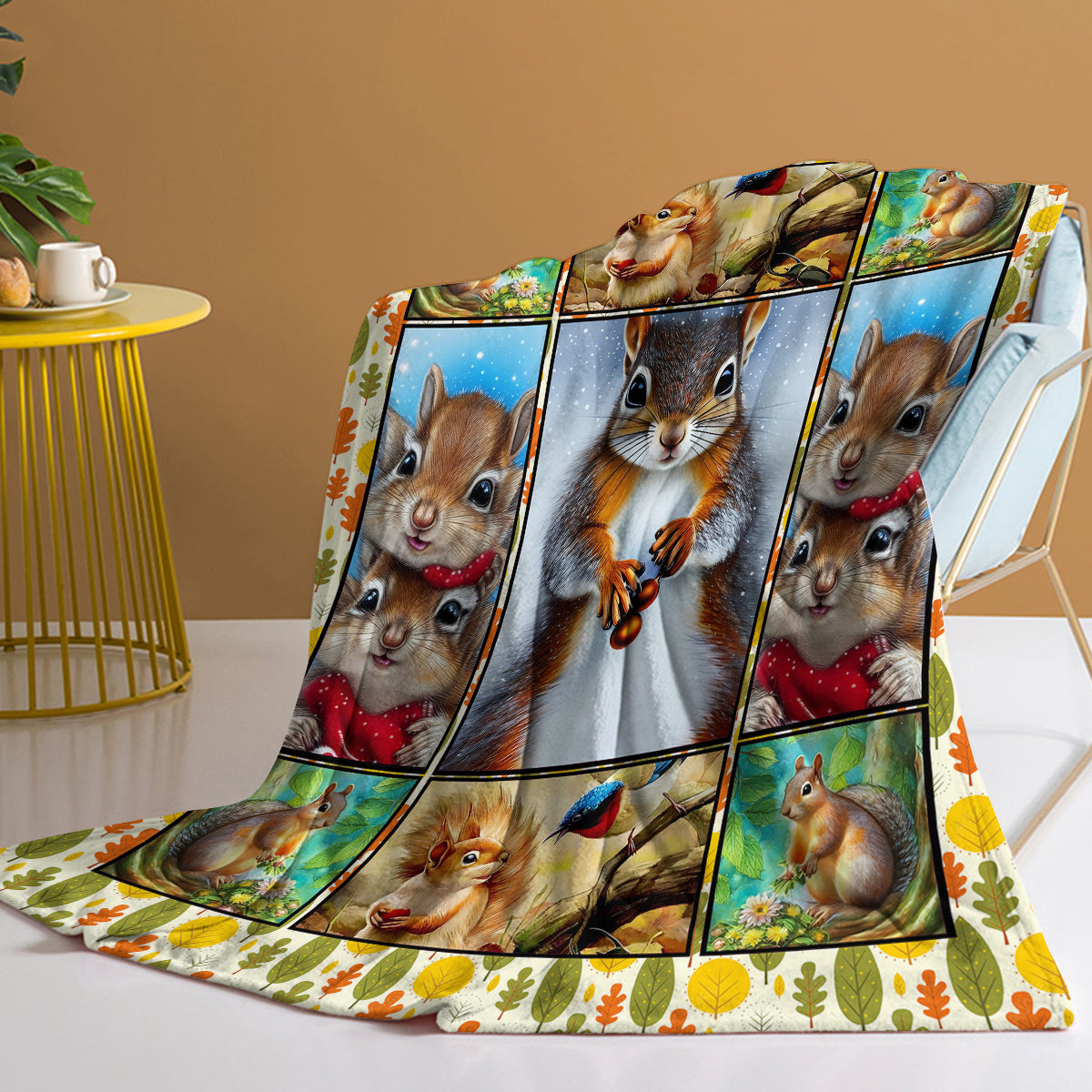 Cute Cartoon Squirrel Printed Blanket - Soft Fleece, 150x200cm