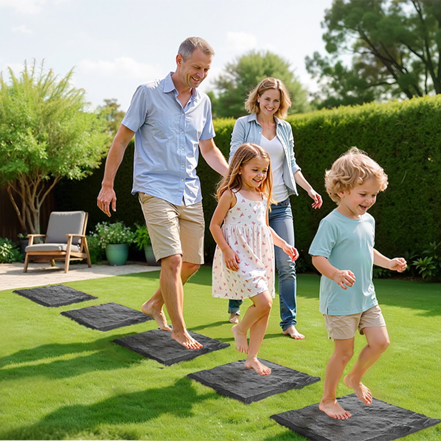 Decorative Garden Stepping Stones with Stakes 16 Pack Grey Outdoor Pathway Pavers