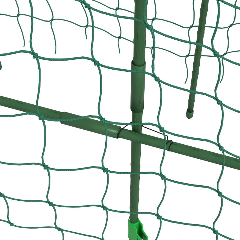 Metal Garden Trellis with Climbing Net, Arch A-Frame for Outdoor Plants, Green