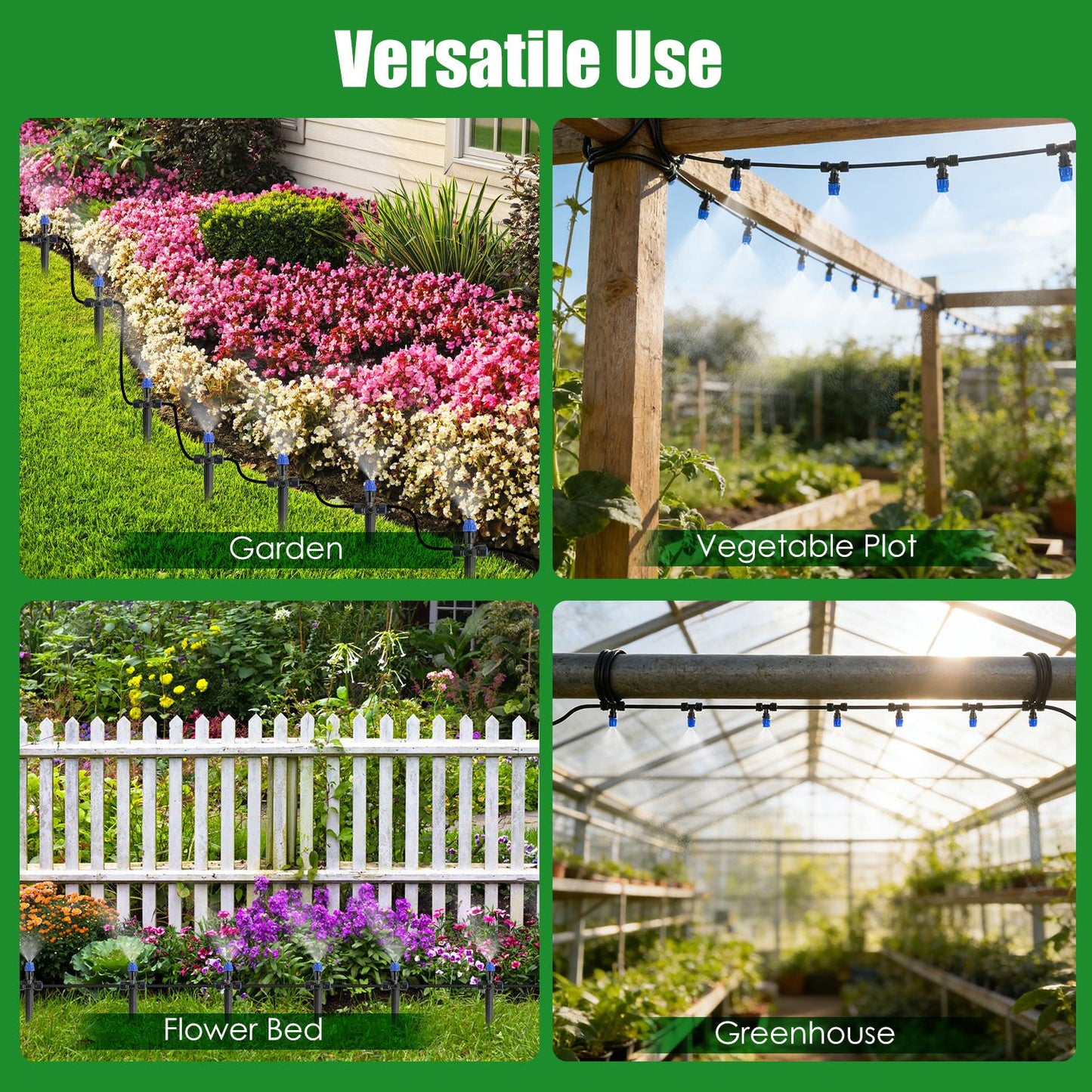75FT Garden Drip Irrigation System with Adjustable Misting Nozzles and Quick Connect