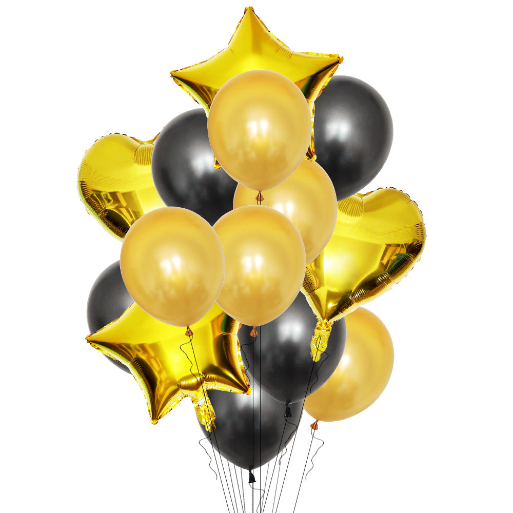 Love Five-Pointed Star Balloon Set - Assorted Metallic Latex & Foil Balloons