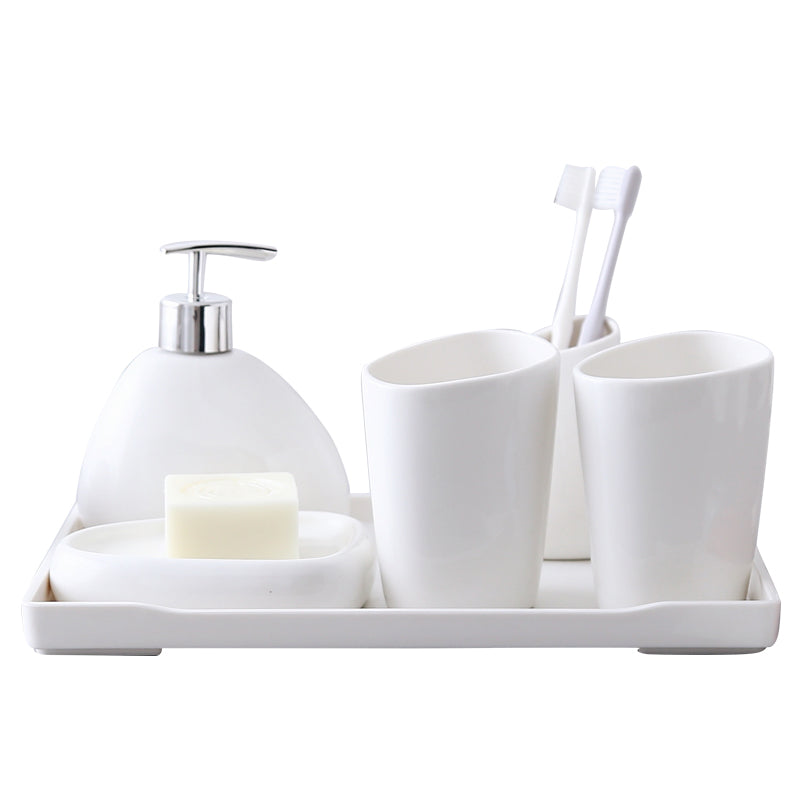Porcelain Bathroom Storage Bottles Set - 5-Piece White Toilet Kit