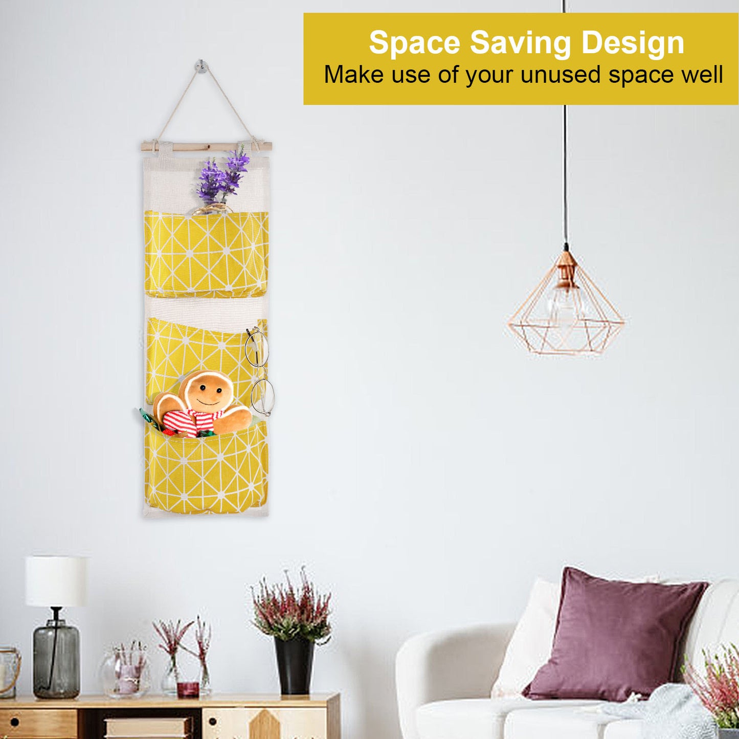 1Pc Wall Mounted Storage Bag Door Closet Hanging Organizer Waterproof