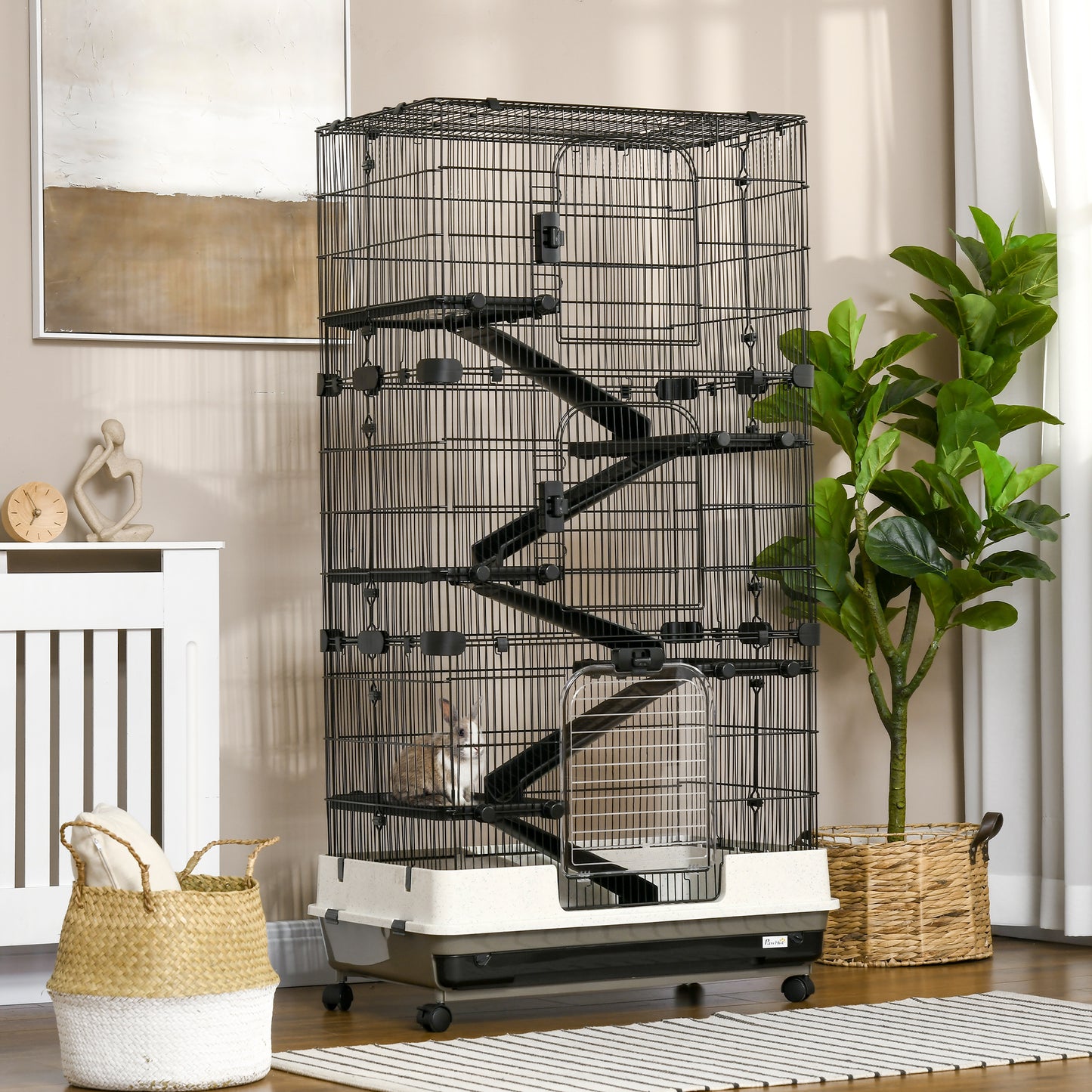 6-Tier Small Animal Rolling Cage with Large Living Space - Black