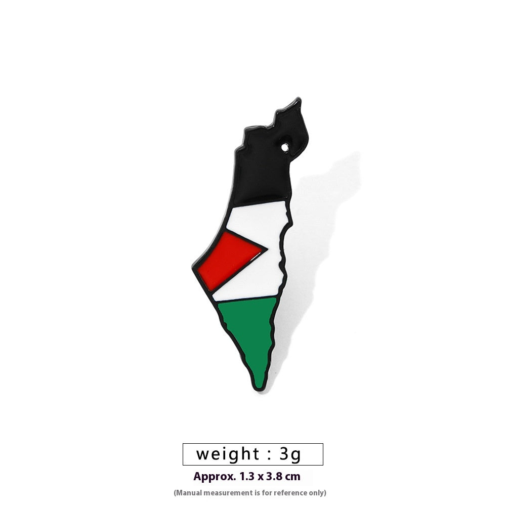 Free Palestine Flag Brooch Pin - Gold & Black Badge for Clothes & Accessories
