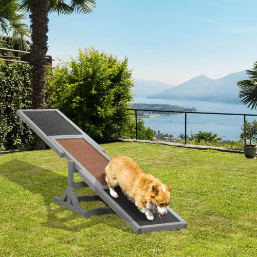 Wooden Dog Agility Seesaw for Training & Exercise, Outdoor Pet Toy, Grey