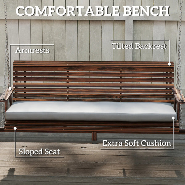 Ergonomic Outdoor Swing Chair with Cushioned Seat - Carbonized Brown