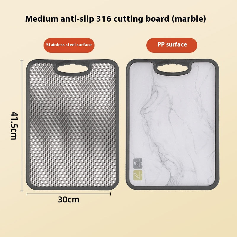 Antibacterial Stainless Steel Cutting Board with Sharpener - Medium Size Kitchen Utensil
