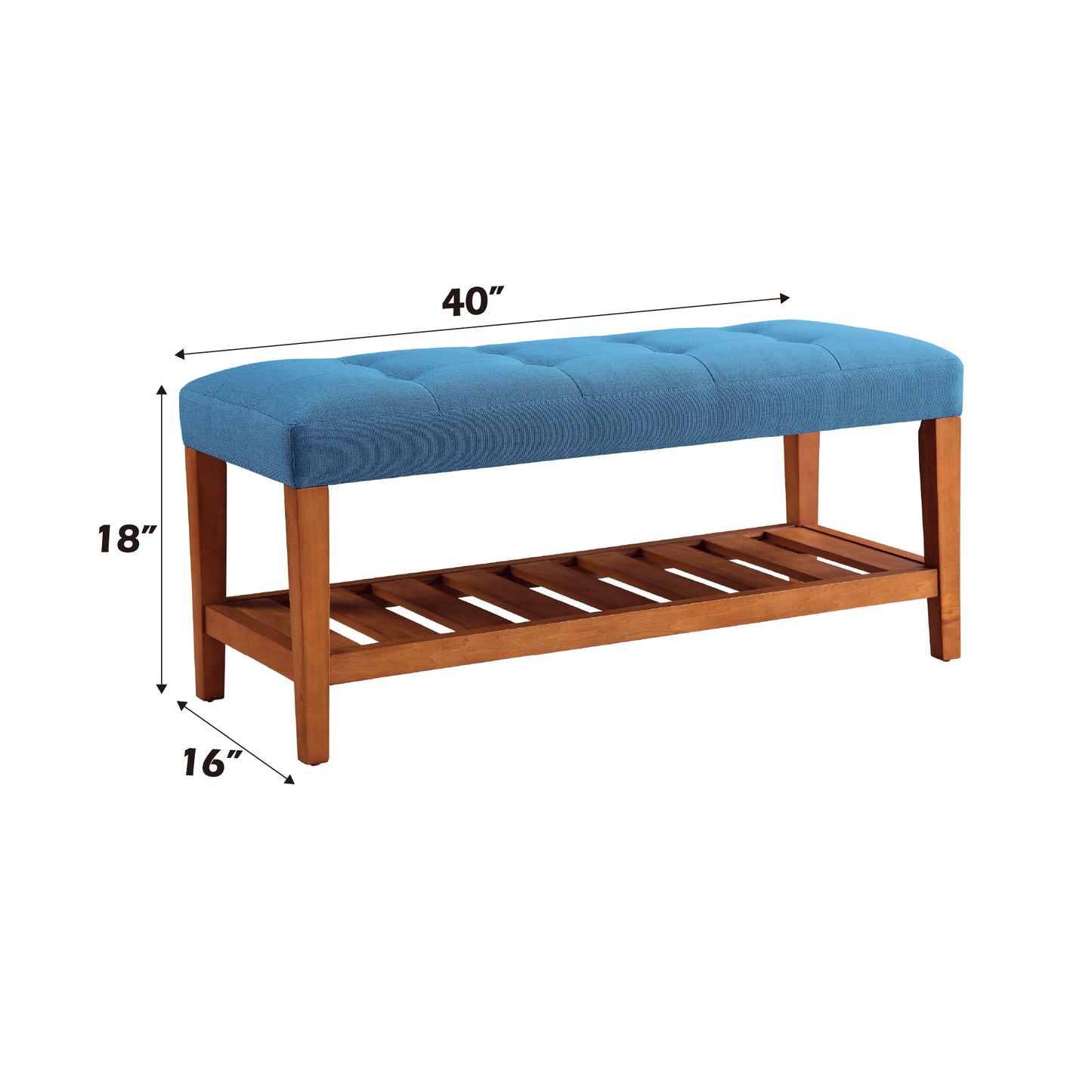 Charla Light Blue Fabric Bench with Oak Finish - 40" Wide