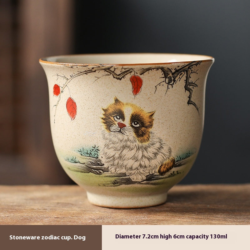 Zodiac Retro Chinese Style Ceramic Kung Fu Master Cup Set - Multiple Variants