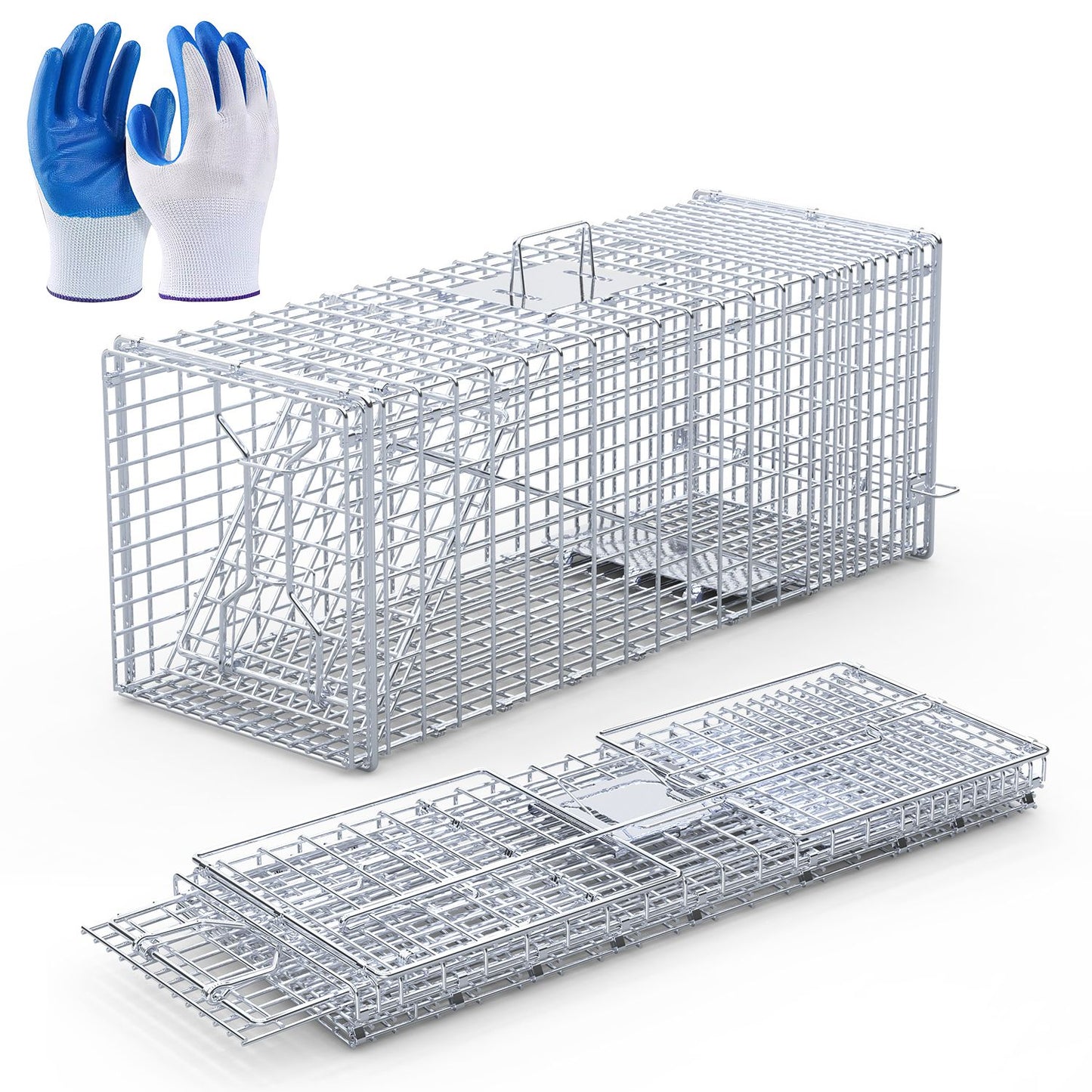 Humane Live Animal Trap - Folding Cat Trap 37x14x15 in