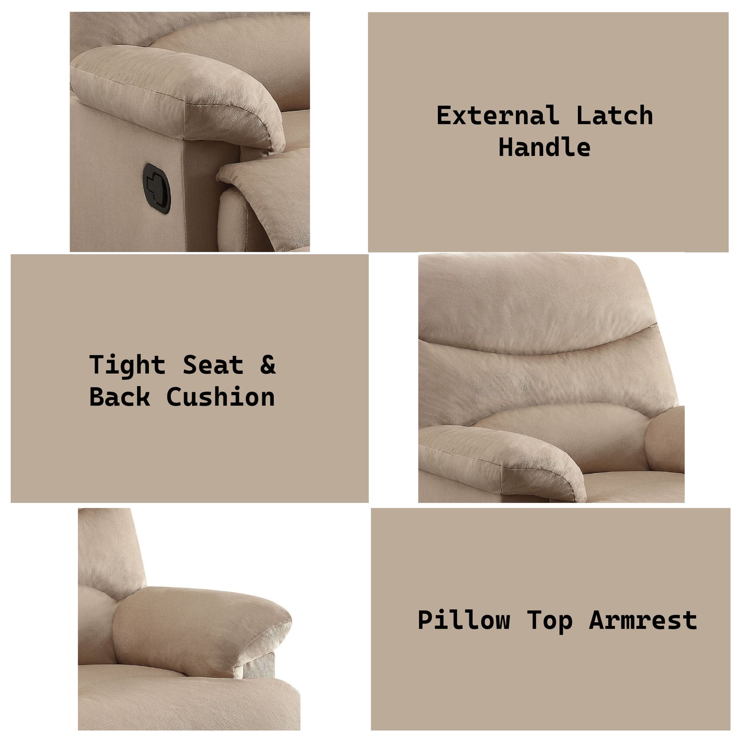 Beige Woven Fabric Motion Recliner - Comfortable Design
