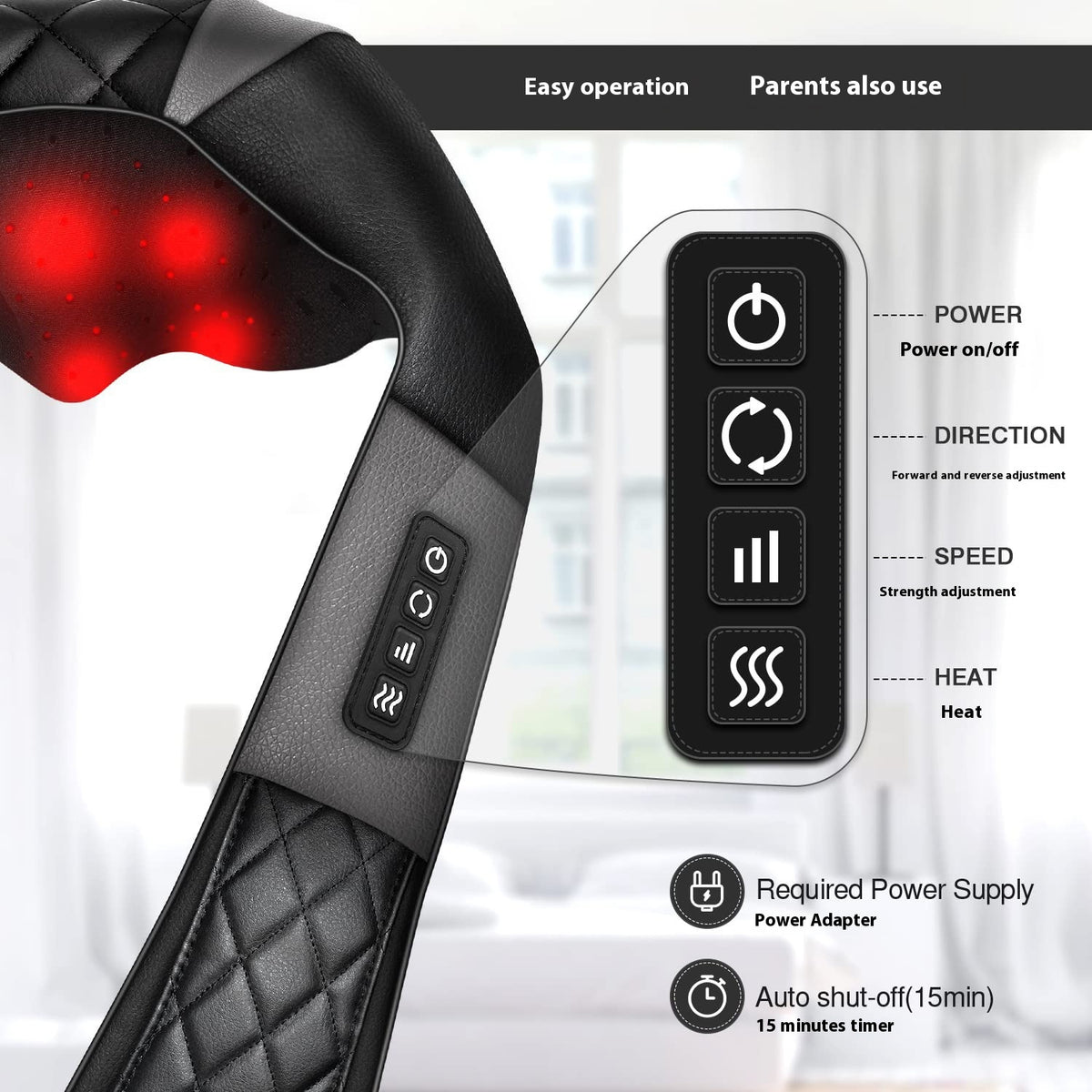 Neck Massager with Kneading & Hot Compress - 3 Gear