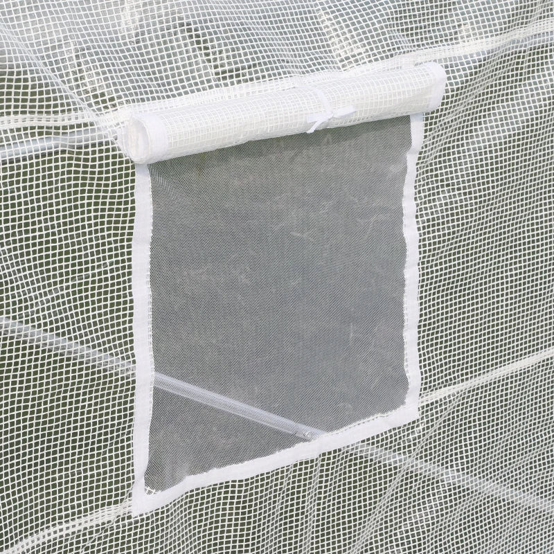 Walk-In Greenhouse Kit with Zippered Door & Mesh Windows - Large Garden Greenhouse, White