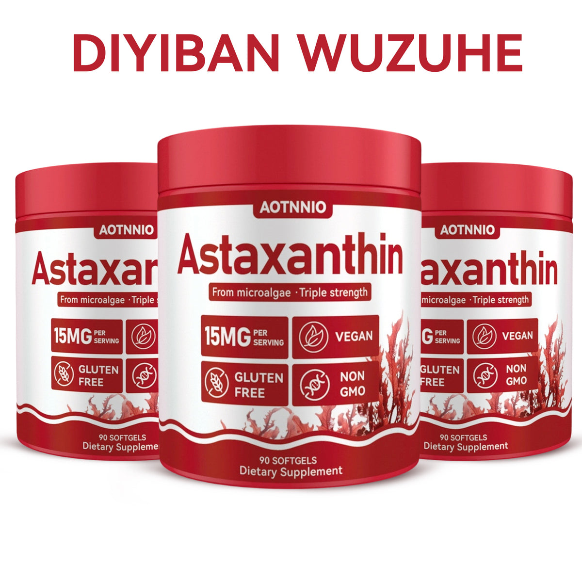 Astaxanthin Dietary Supplement - Antioxidant Support for Skin and Health, Multiple Quantities