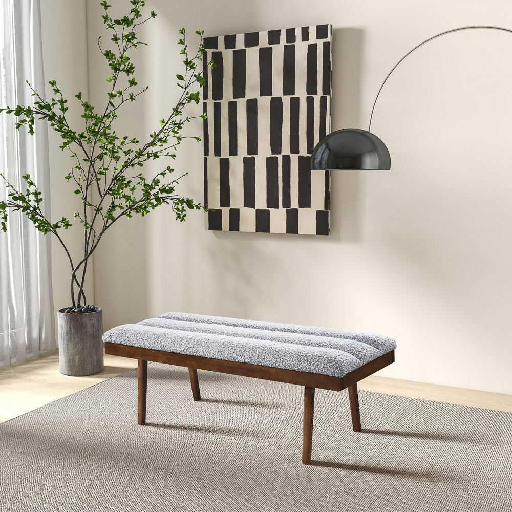 Troni Light Grey Boucle Bench