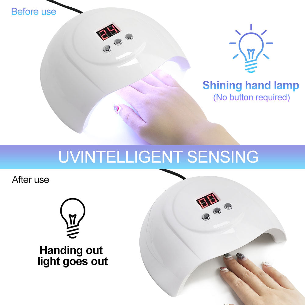 Professional UV LED Nail Lamp for Gel Polish - 24 LED Beads, 3 Timers (S5)