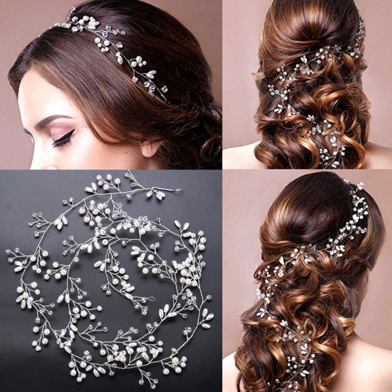 Crystal Pearl Wedding Headband - Adjustable