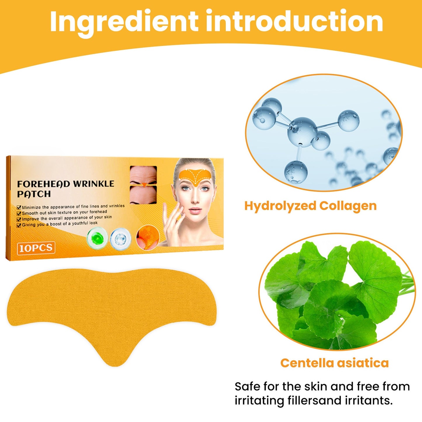 Anti-Wrinkle Forehead Patches with Collagen and Centella Asiatica - 10 Pack