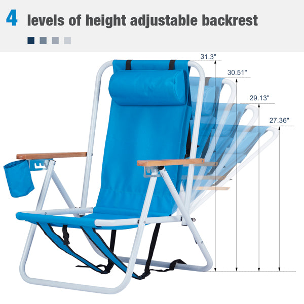 Folding Beach Chair Set of 2 - 4-Position Portable Camping Chairs