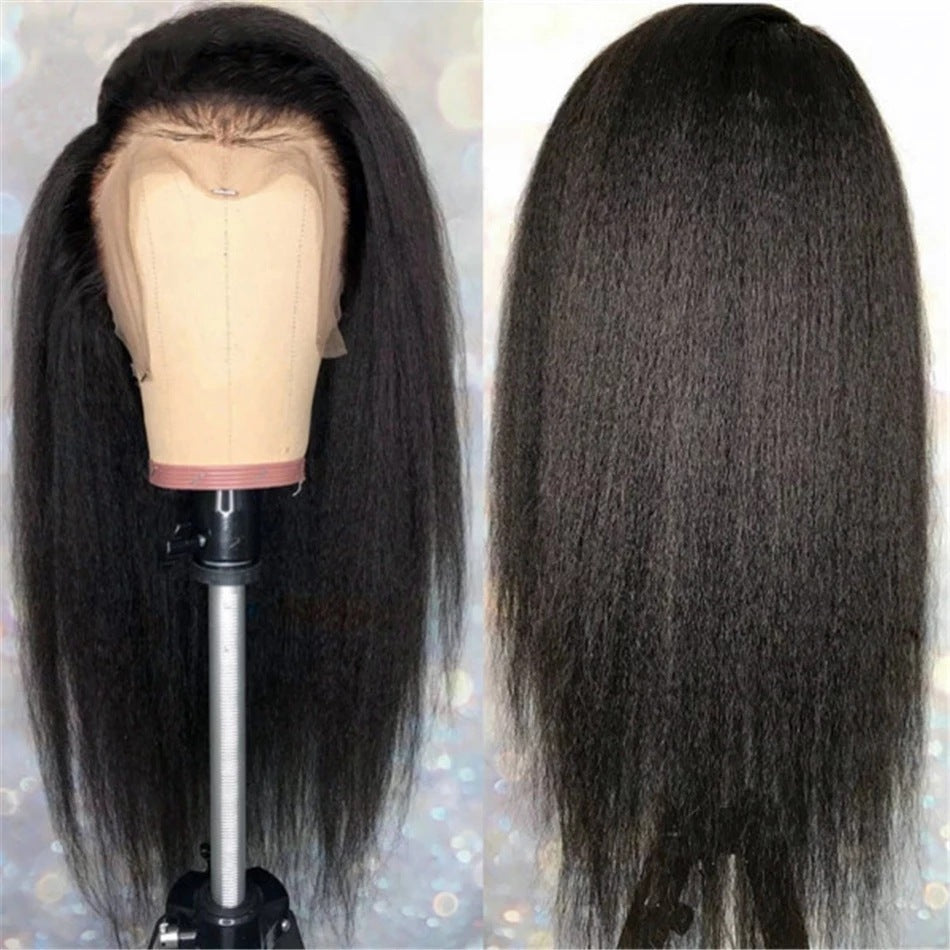 Black Long Straight Wig with Bangs - High Temperature Synthetic Hair