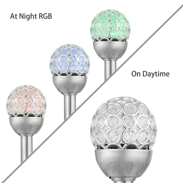 Solar Garden Lights RGB Waterproof Outdoor Landscape Decor Lamp - Silver