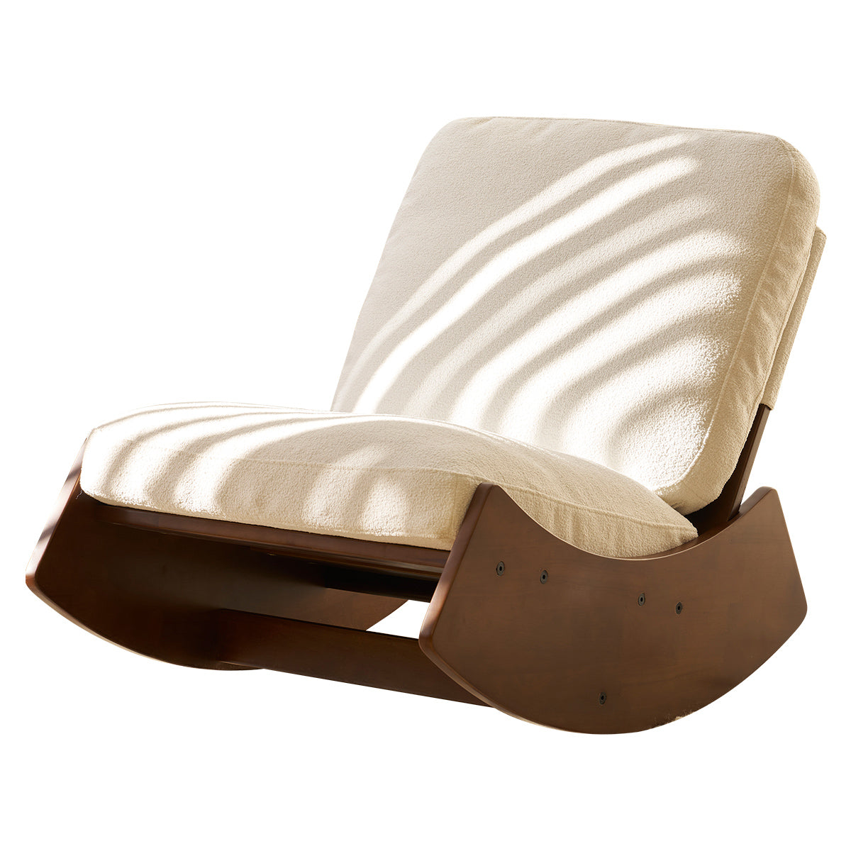 Comfortable White Glider Rocking Chair - Solid Wood Frame