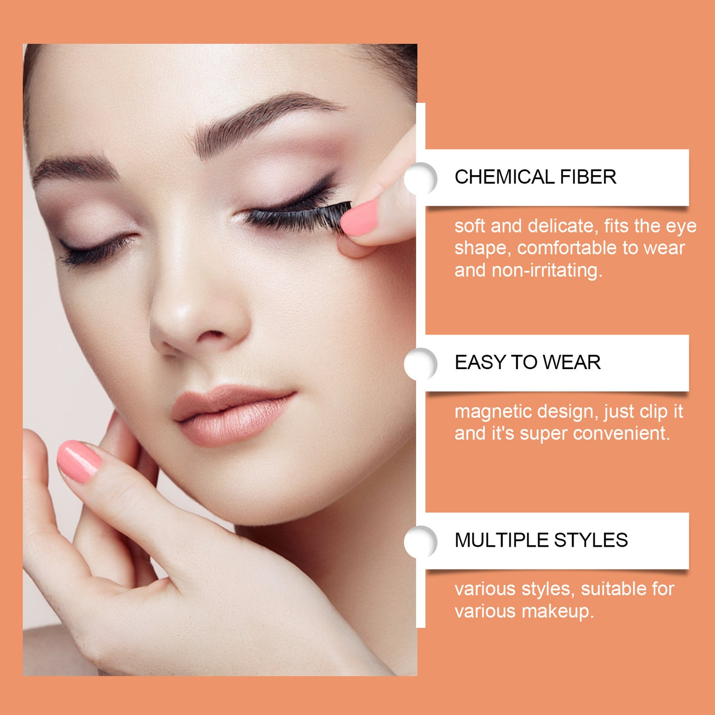 Magnetic False Eyelash Set - 1 Pair, Natural Look, Reusable Makeup