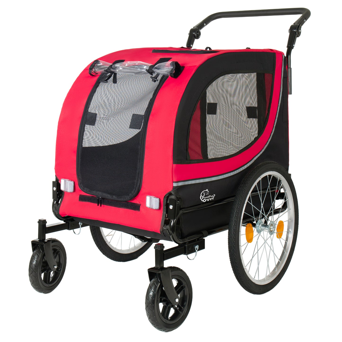 2-in-1 Bike Trailer & Pet Stroller For Dogs Up To 100lbs Foldable