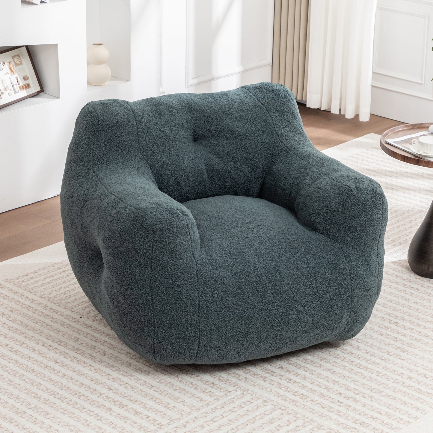 Bean Bag Chair, Sofa Chair With Armrests Stuffed High-Density Foam,