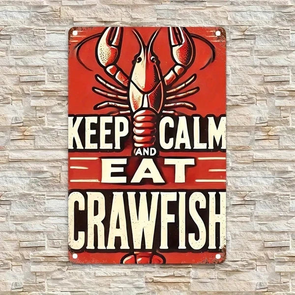 Keep Calm Eat Crab Vintage Metal Wall Art Sign - 8x12 Inch