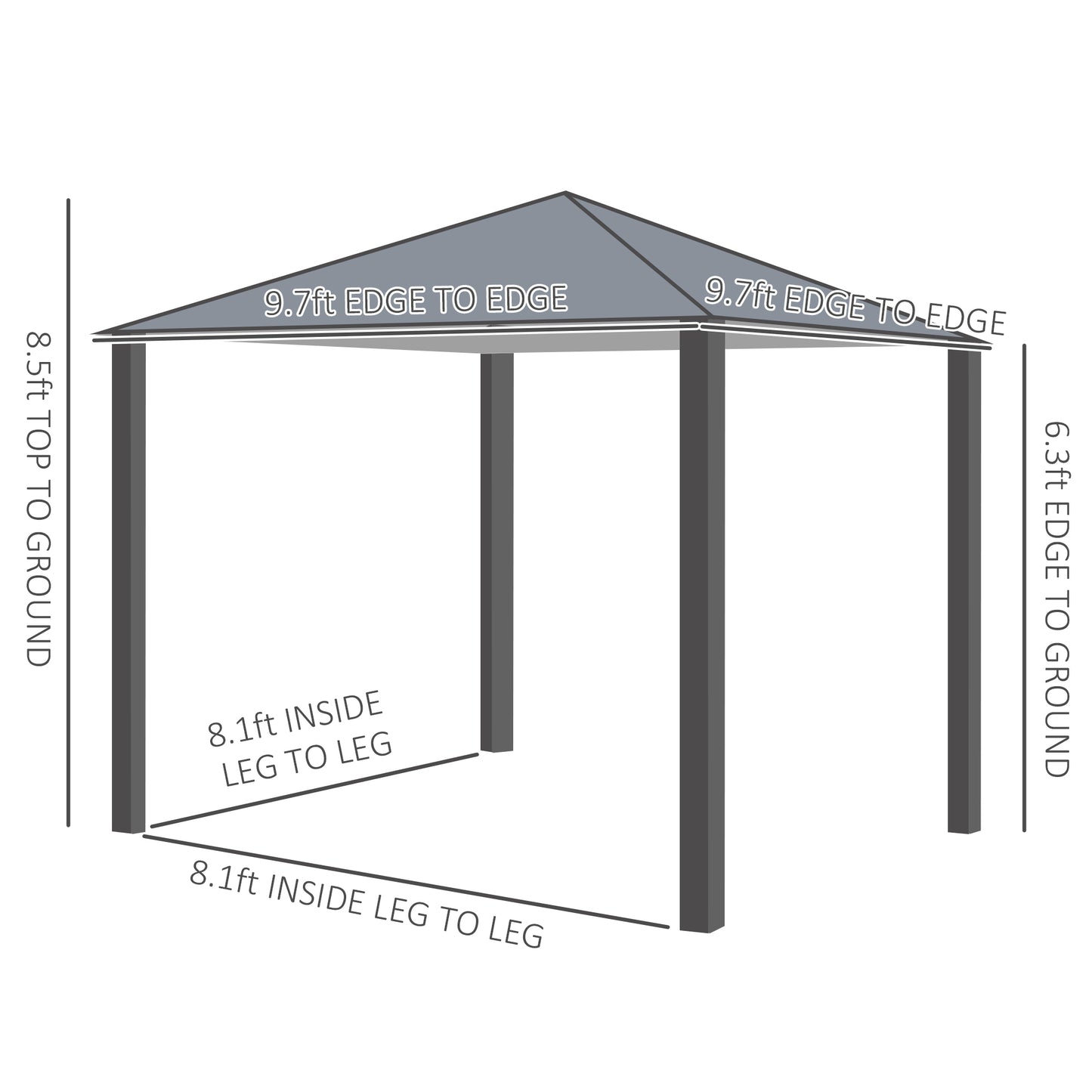 10x10 Outdoor Gazebo Canopy with Netting & Curtains - Black