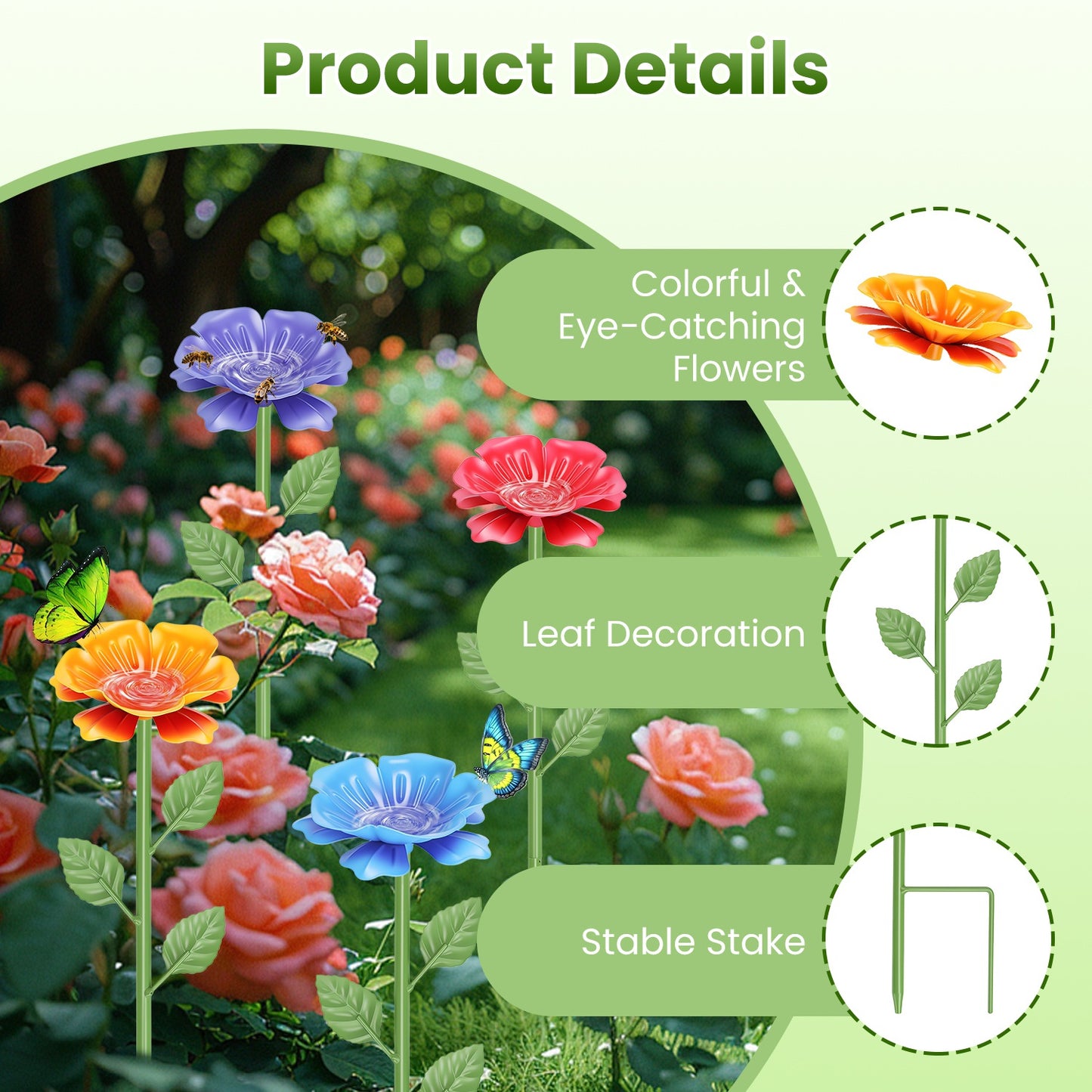 Pollinator Water Stakes - Flower Design Bee & Butterfly Waterer