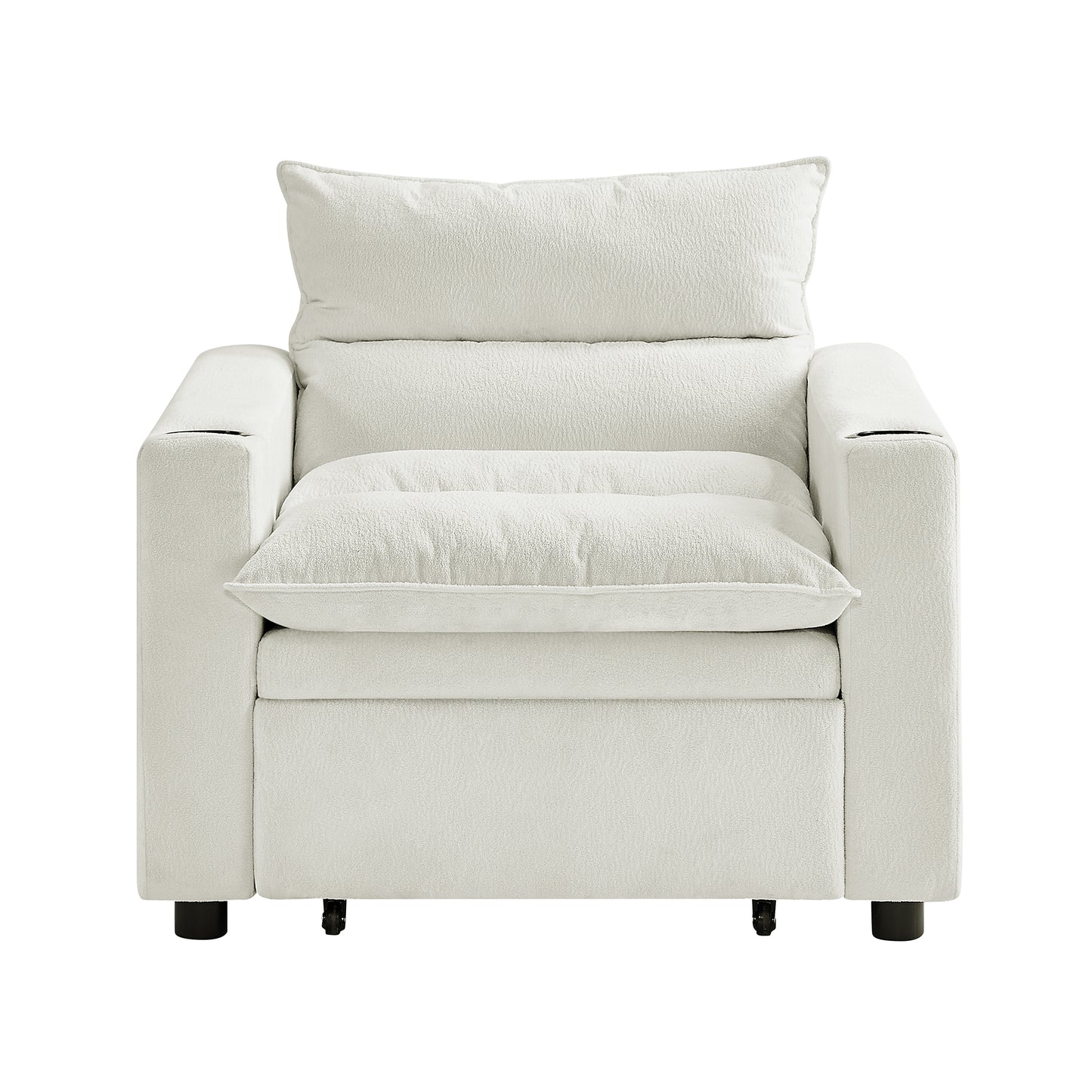 Convertible Sleeper Sofa Chair Bed with Adjustable Backrest - Beige