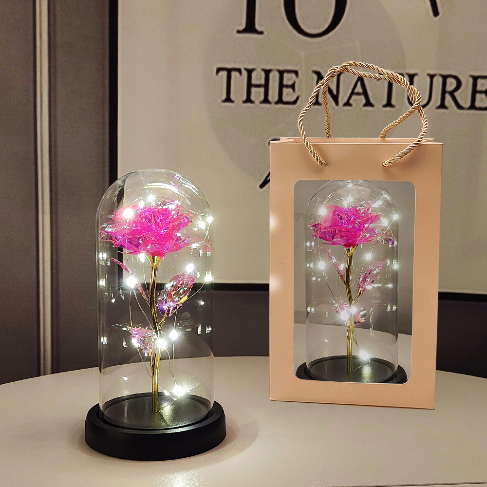 Valentine's Day Artificial Flower Glass Cover Lamp - Luminous Home Decor