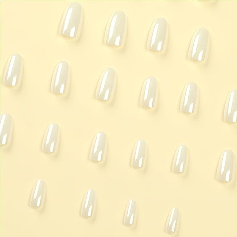 Aurora White Long Square Press-On Nails - 24 Piece Set