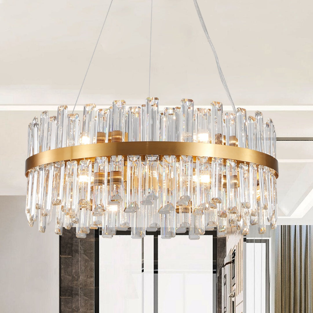 Modern Crystal Chandelier - Elegant LED Lighting for Living Room