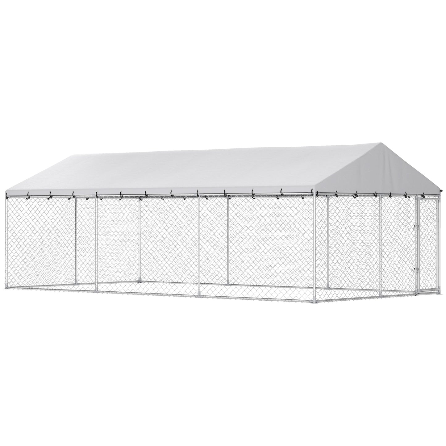 Heavy Duty Outdoor Dog Kennel with Waterproof Roof and Secure Latches - Large Chain Link Dog Run